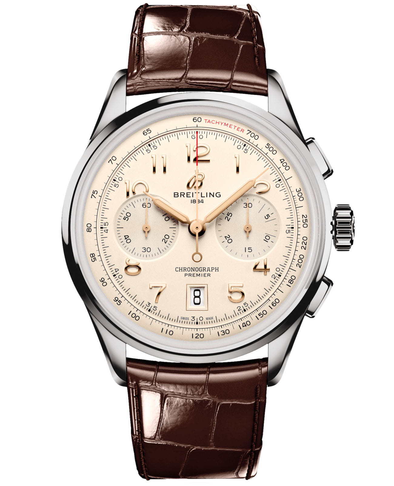 Breitling Breitling Premier B01 Chronograph 42 AB0145211G1P1  AB0145211G1P1 механические мужские часы  циферблат, браслет кожаный — вид спереди