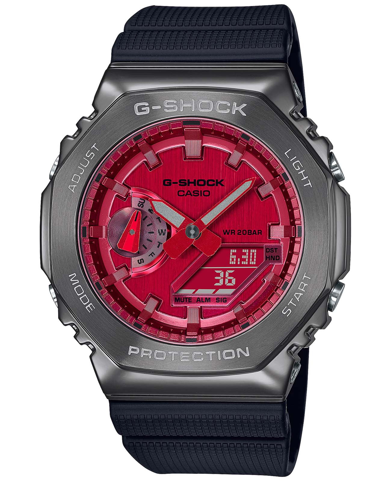 Casio Casio G-Shock GM-2100B-4ADR (GM-2100B-4A) GM GM-2100B-4A электронные мужские часы розовый циферблат, браслет полимер — вид спереди
