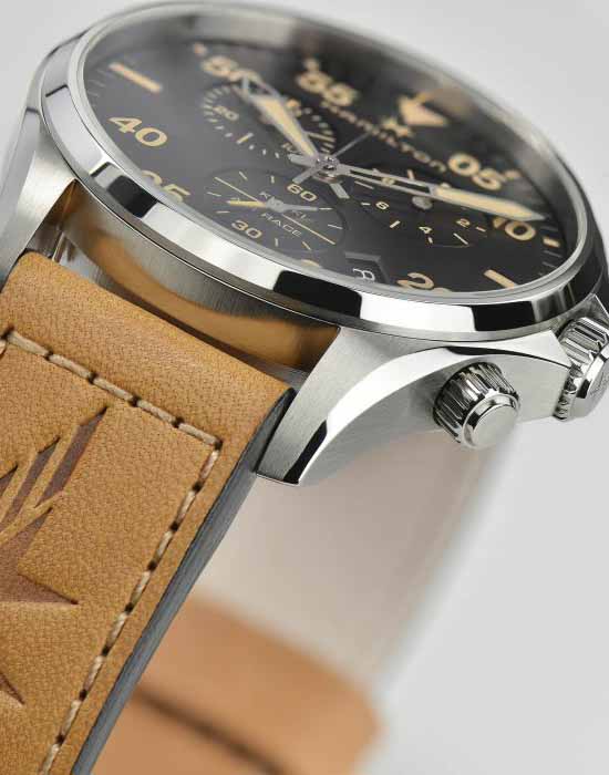 Hamilton Hamilton Khaki Aviation Pilot Chrono H76722531  — детали корпуса и кожаный