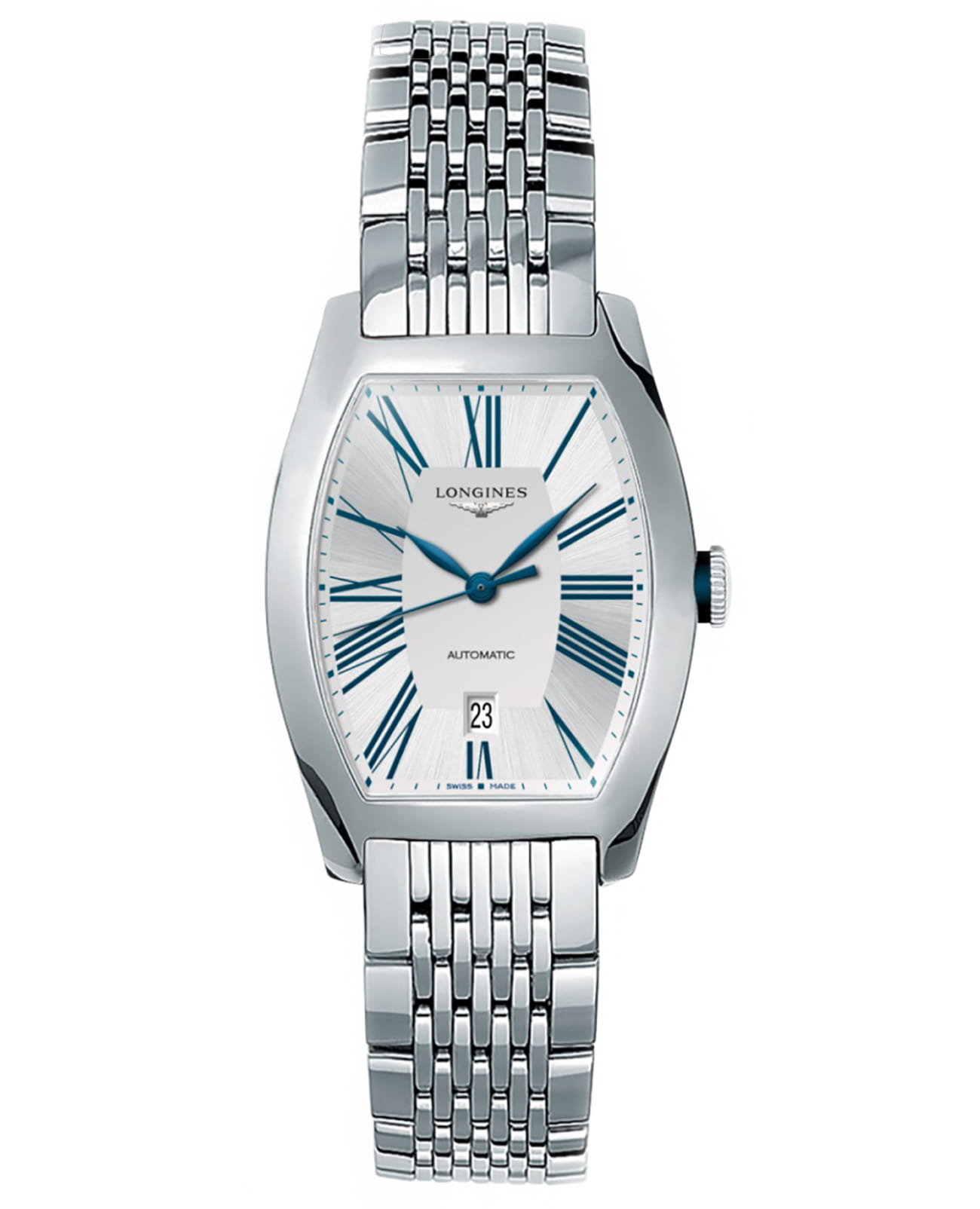 Longines Longines Evidenza L2.142.4.70.6  L21424706 механические женские часы белый циферблат, браслет нержавеющая сталь — вид спереди