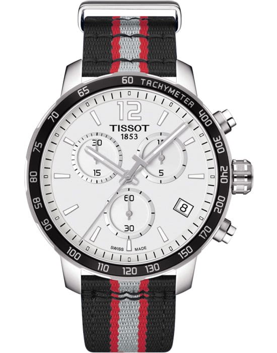 Tissot Tissot Quickster NBA Toronto Raptors T095.417.17.037.16 Quickster T0954171703716 кварцевые мужские часы белый циферблат, браслет тканевый — вид спереди