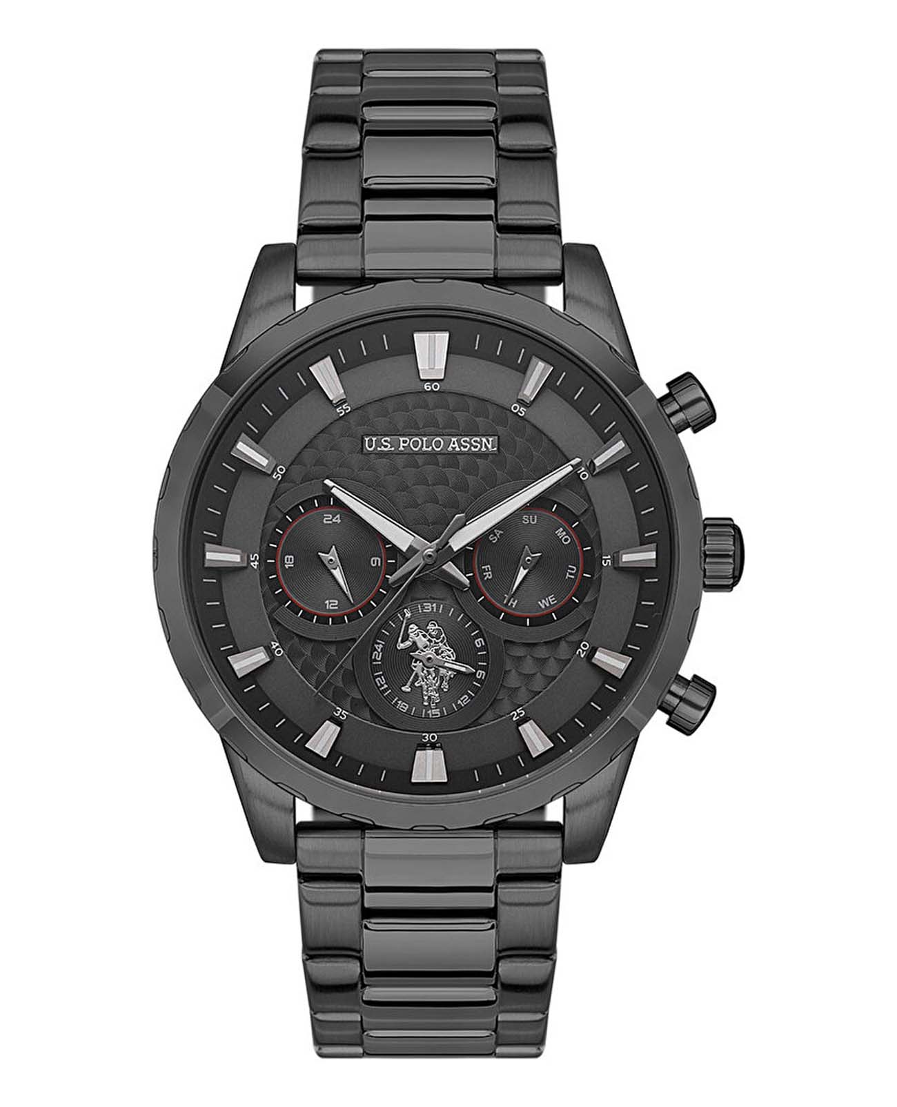 U.S. Polo Assn. U.S. Polo Assn Crossing USPA1055-04  USPA1055-04 кварцевые мужские часы черный циферблат, браслет нержавеющая сталь с ip-покрытием — вид спереди
