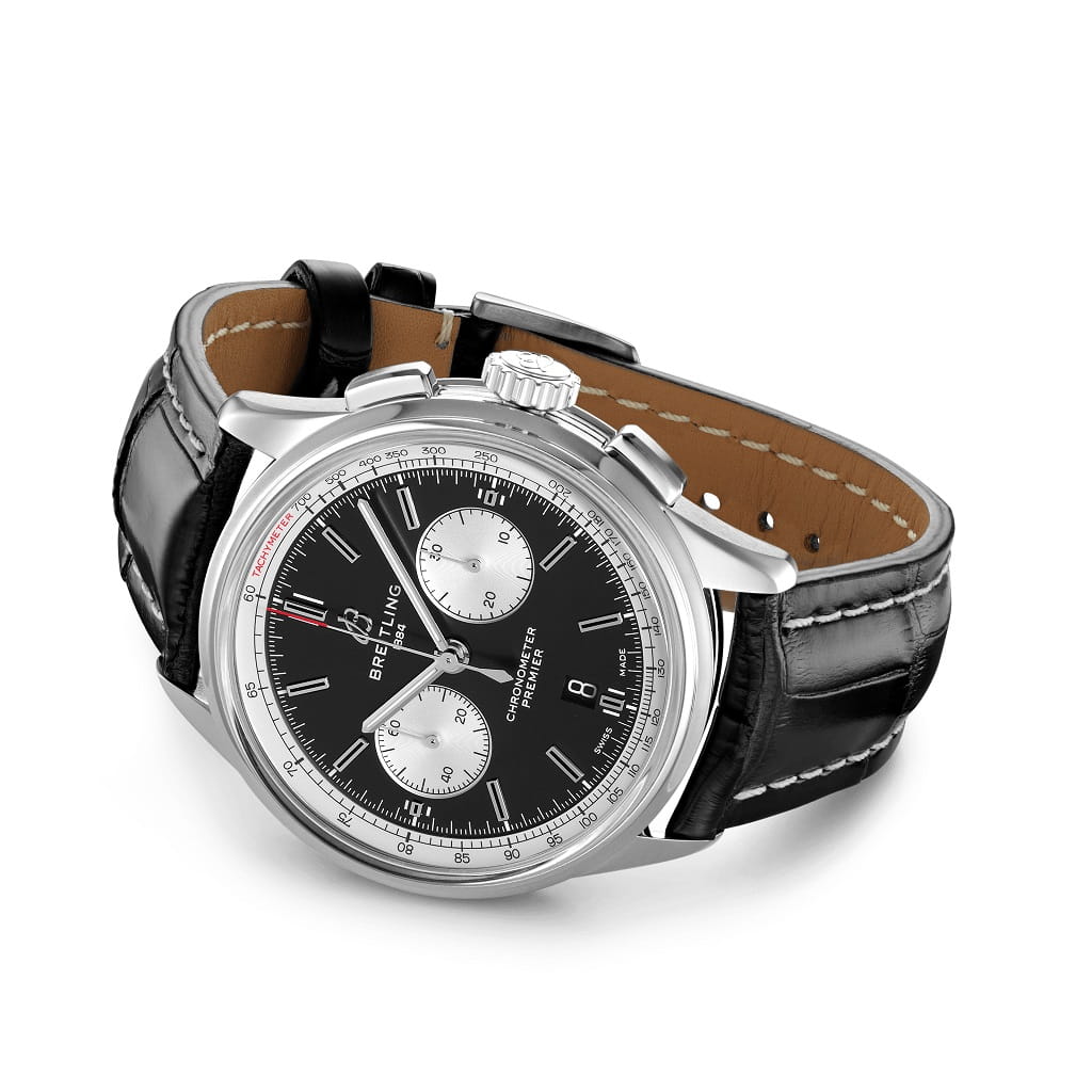 Breitling Breitling Premier B01 Chronograph 42 AB0118371B1P2, premier швейцария мужские часы на браслете кожаный боковой вид