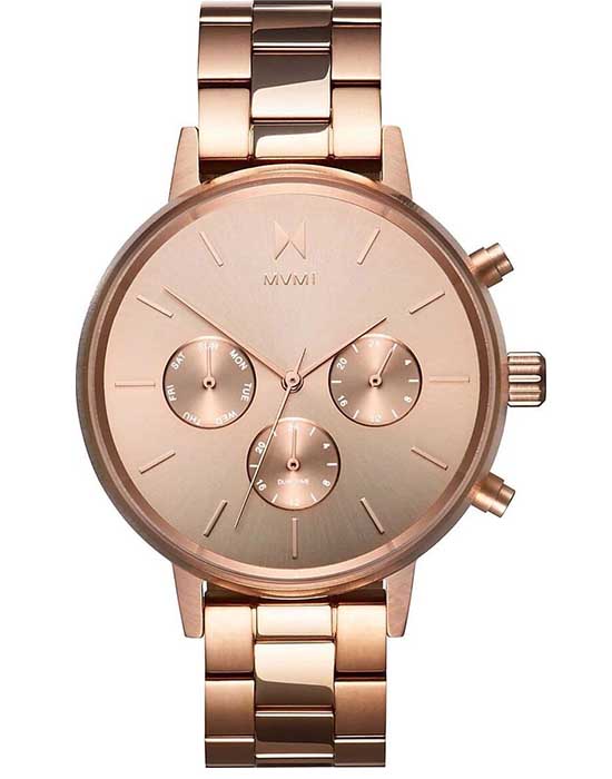 MVMT MVMT D-FC01-RG  D-FC01-RG кварцевые женские часы розовый циферблат, браслет сталь с ip покрытием — вид спереди