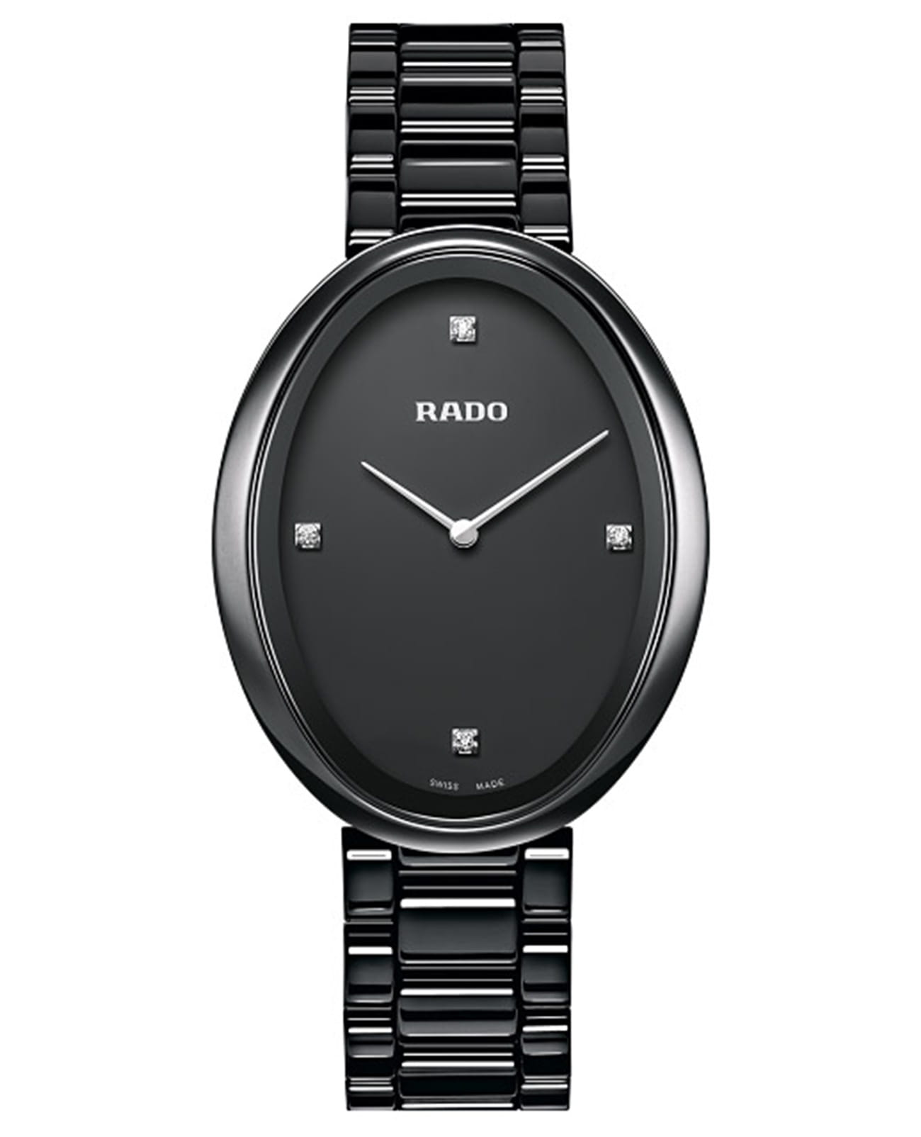 Rado Rado Esenza Ceramic Touch R53093712  R53093712 кварцевые женские часы черный циферблат, браслет керамика — вид спереди