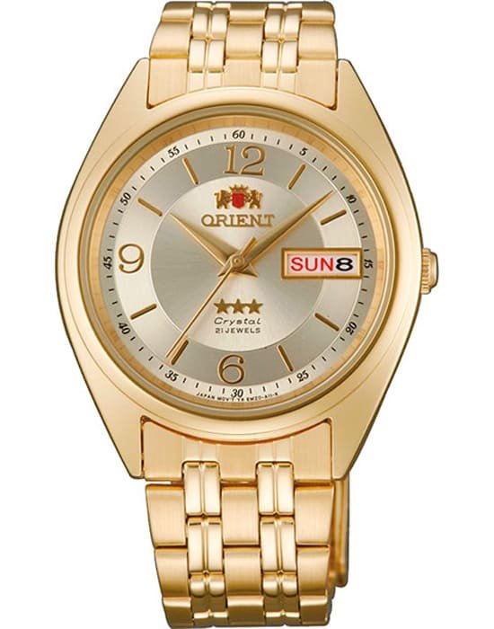 Orient Orient AB0000CC (FAB0000CC)  FAB0000CC механические мужские часы шампань циферблат, браслет  — вид спереди