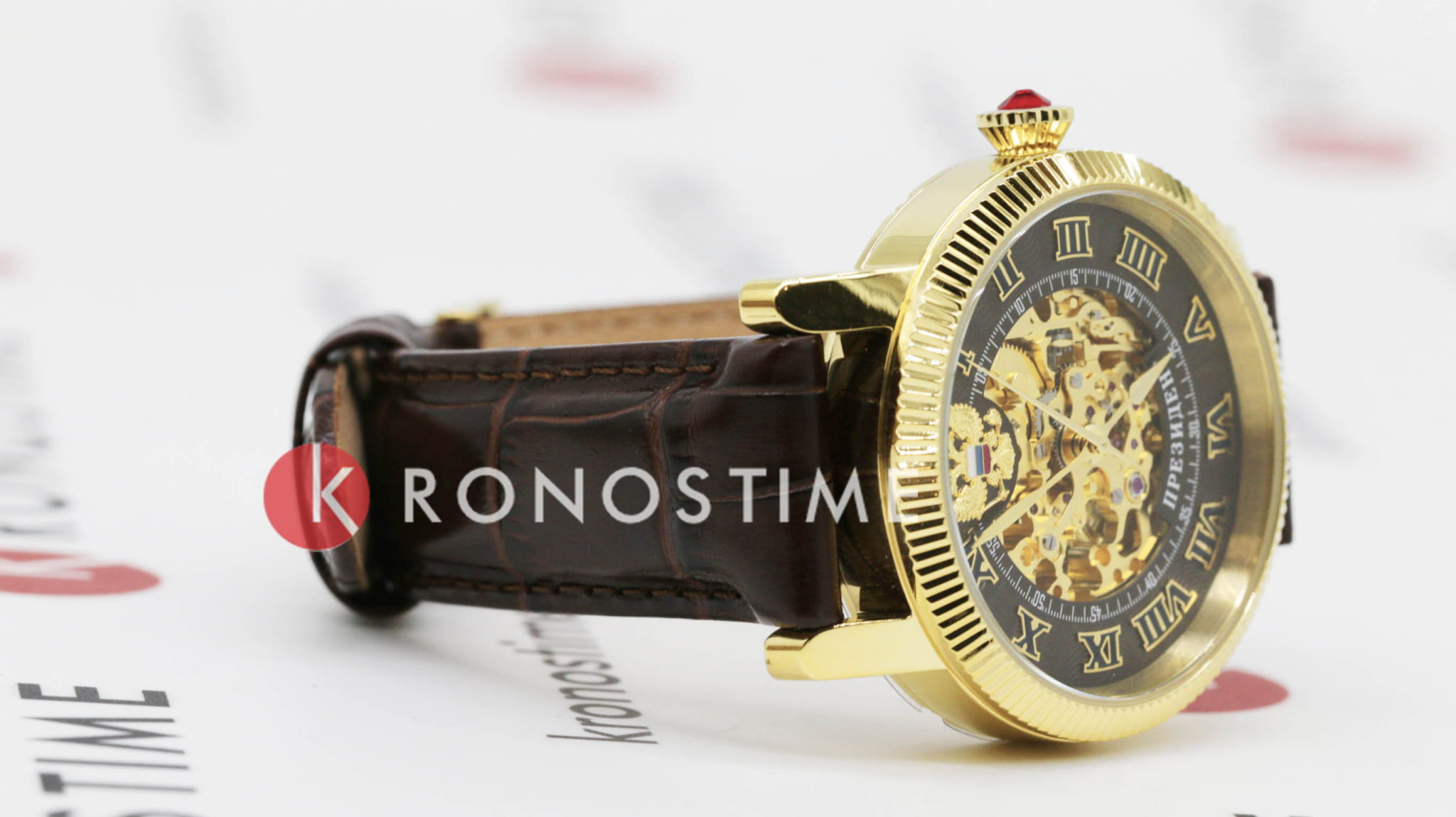 Президент Президент 4506170,  россия мужские часы на браслете кожаный боковой вид