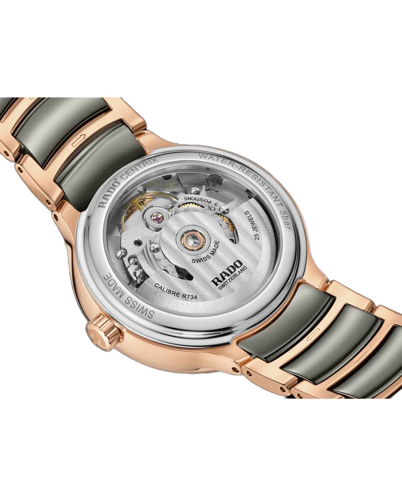 Rado Rado Centrix Automatic Diamonds Open Heart R30029912, centrix швейцария женские часы на браслете высокотехнологичная керамика + нержавеющая сталь с pvd покрытием боковой вид