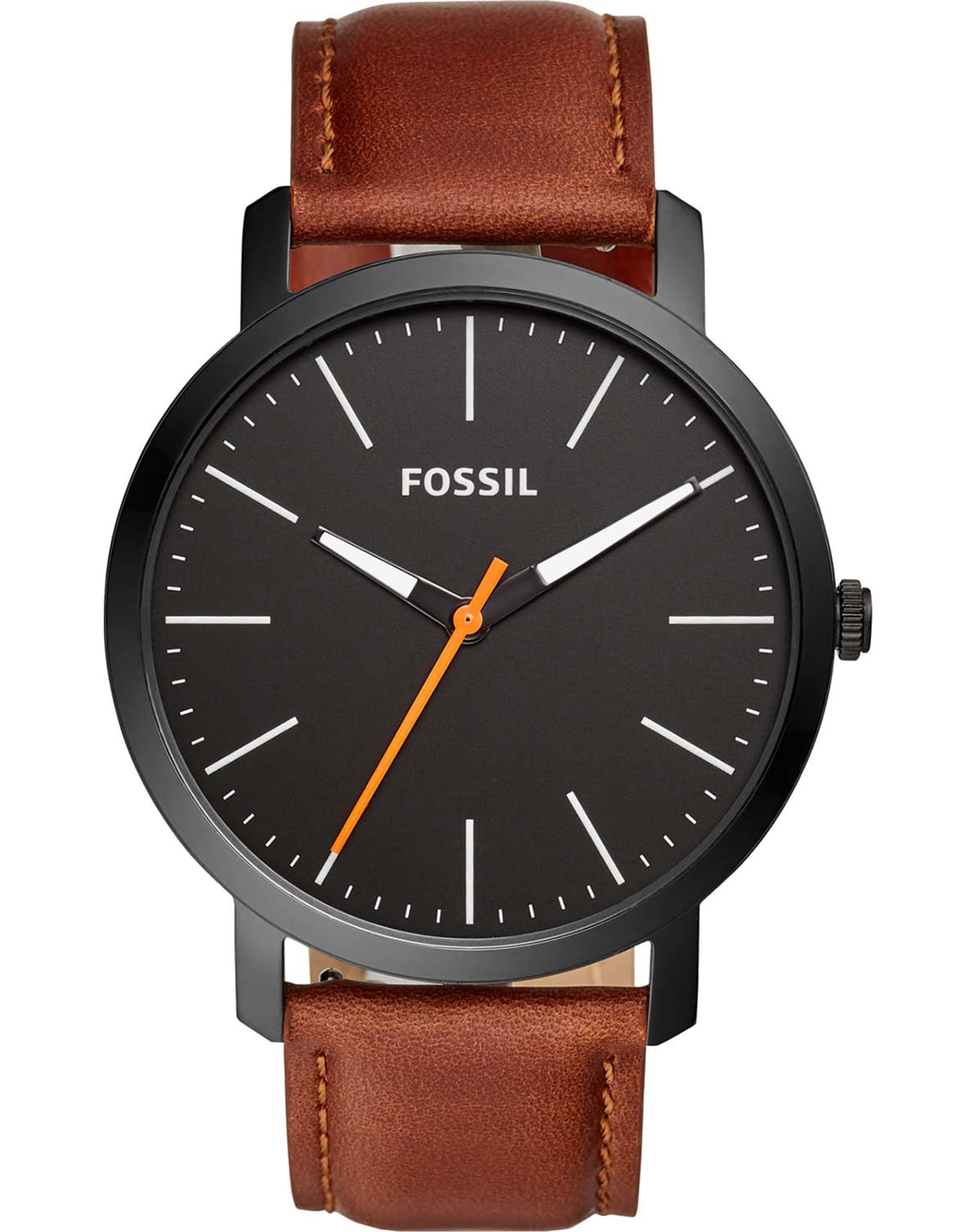 Fossil Fossil FB-02  BQ2310IE  BQ2310IE кварцевые мужские часы черный циферблат, браслет кожаный — вид спереди
