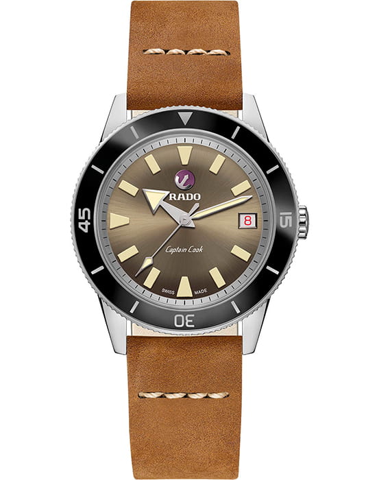 Rado Rado Captain Cook Automatic R32500315 Automatic R32500315 механические мужские часы шампань циферблат, браслет кожаный — вид спереди