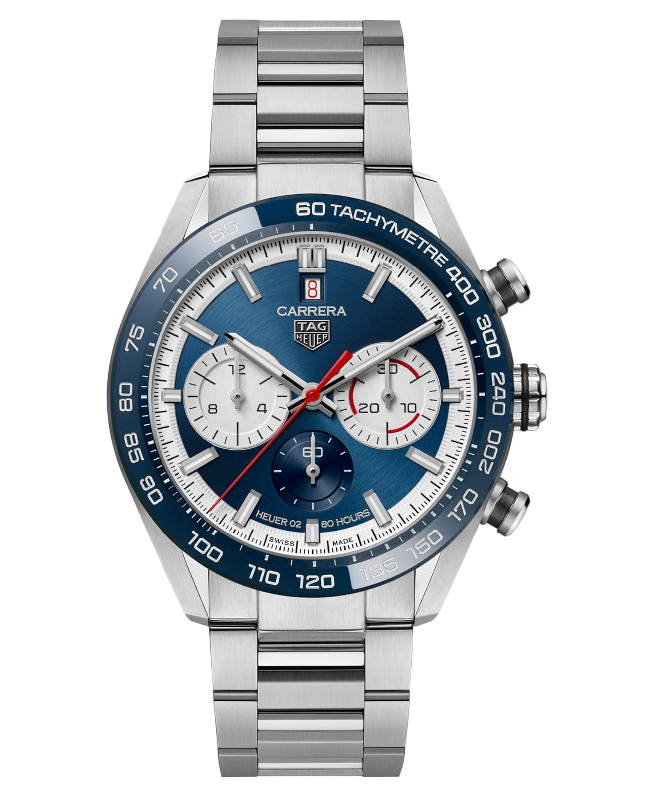 TAG Heuer TAG Heuer Carrera CBN2A1E.BA0643  CBN2A1E.BA0643 механические мужские часы синий циферблат, браслет нержавеющая сталь — вид спереди