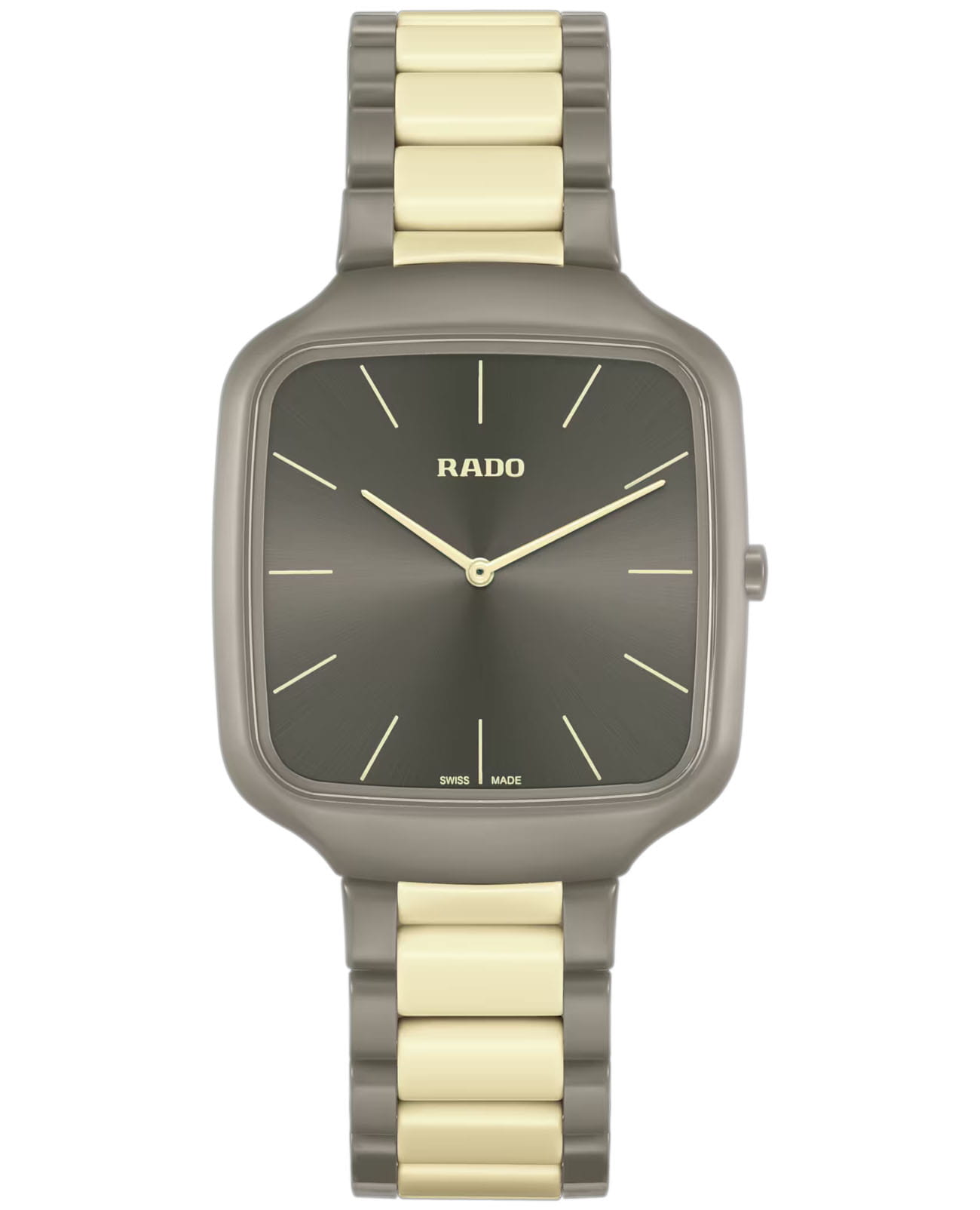 Rado Rado Тrue Square Thinline x Les Couleur Le Corbusier R27046172  R27046172 кварцевые мужские часы серый циферблат, браслет высокотехнологичная керамика + титан — вид спереди