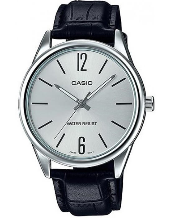 Casio Casio  Collection MTP-V005L-7BUDF (MTP-V005L-7B)  MTP-V005L-7B кварцевые мужские часы серебристый циферблат, браслет нержавеющая сталь — вид спереди