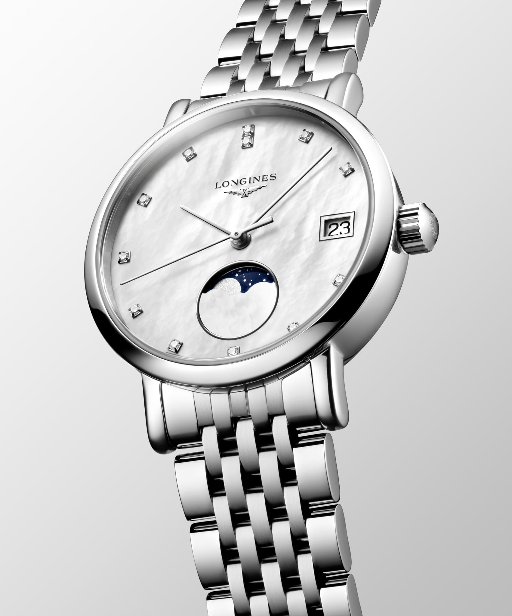 Оригинальные часы Longines Longines Elegant Collection Moonphase L4.330.4.87.6 кварцевые калибр механизма  общий вид