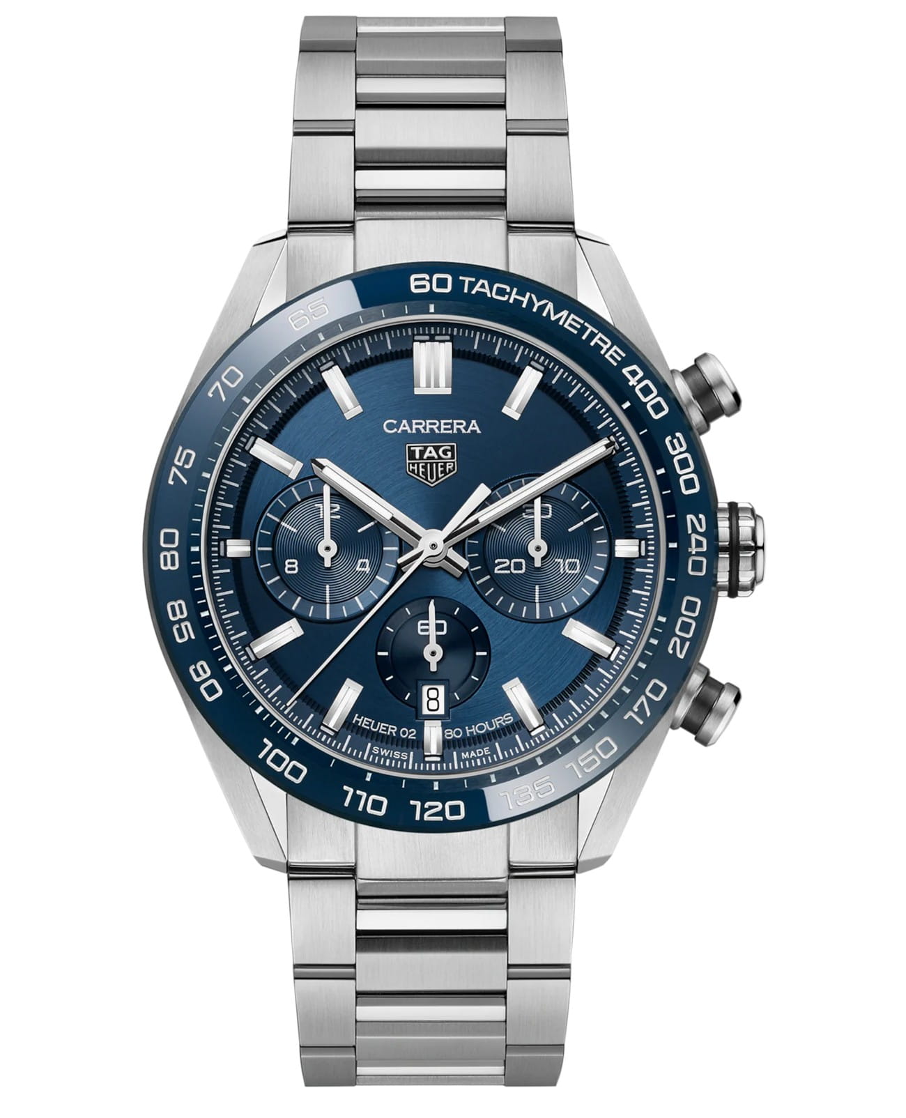 TAG Heuer TAG Heuer Carrera CBN2A1A.BA0643  CBN2A1A.BA0643 механические мужские часы синий циферблат, браслет нержавеющая сталь — вид спереди