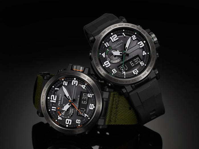 Casio Casio Pro Trek PRW-6600YB-3E кварцевые мужские часы часы крупный план черный циферблата
