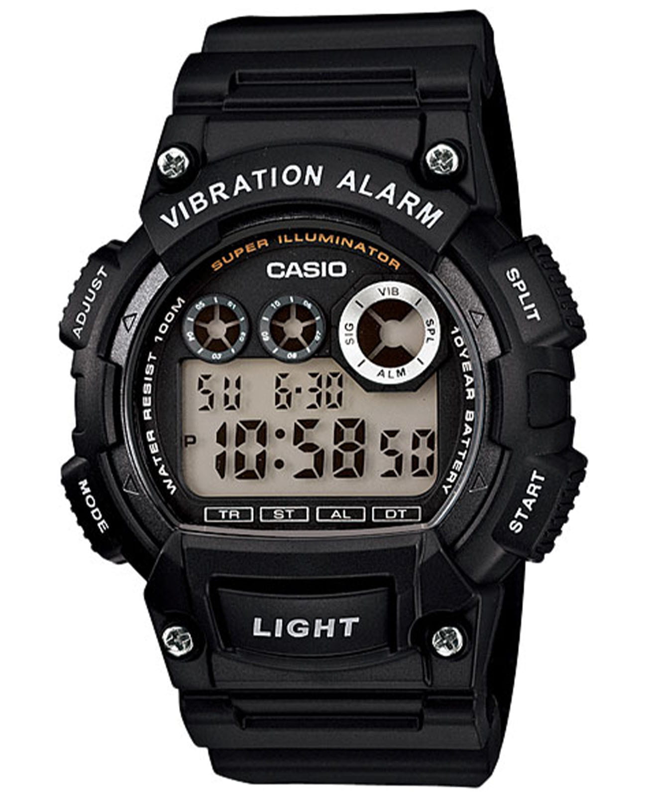 Casio Casio Standard Digital W-735H-1AVDF (W-735H-1A)  W-735H-1A кварцевые мужские часы серый циферблат, браслет пластик — вид спереди