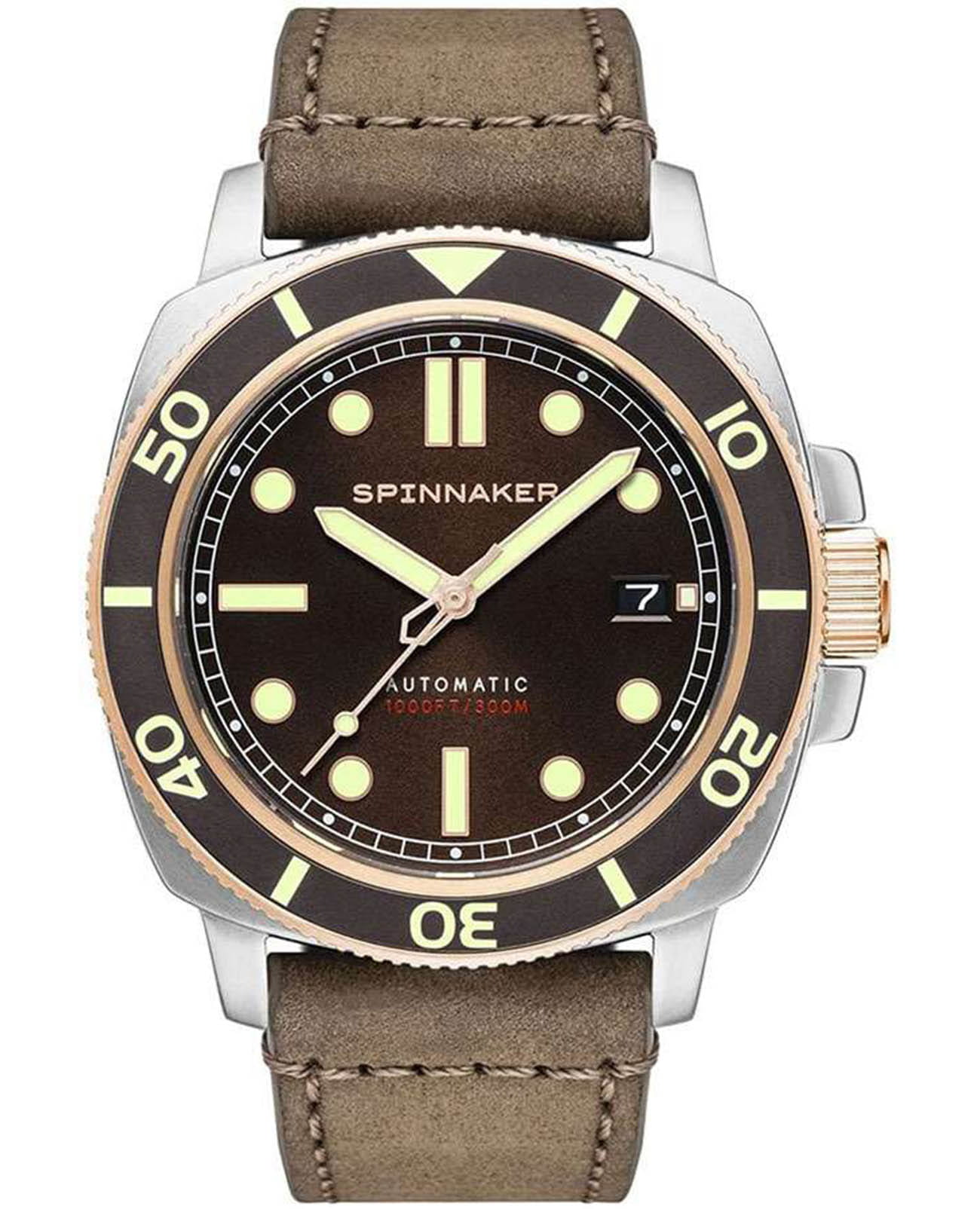 Spinnaker Spinnaker Hull Diver SP-5088-04  SP-5088-04 механические мужские часы коричневый циферблат, браслет кожаный — вид спереди