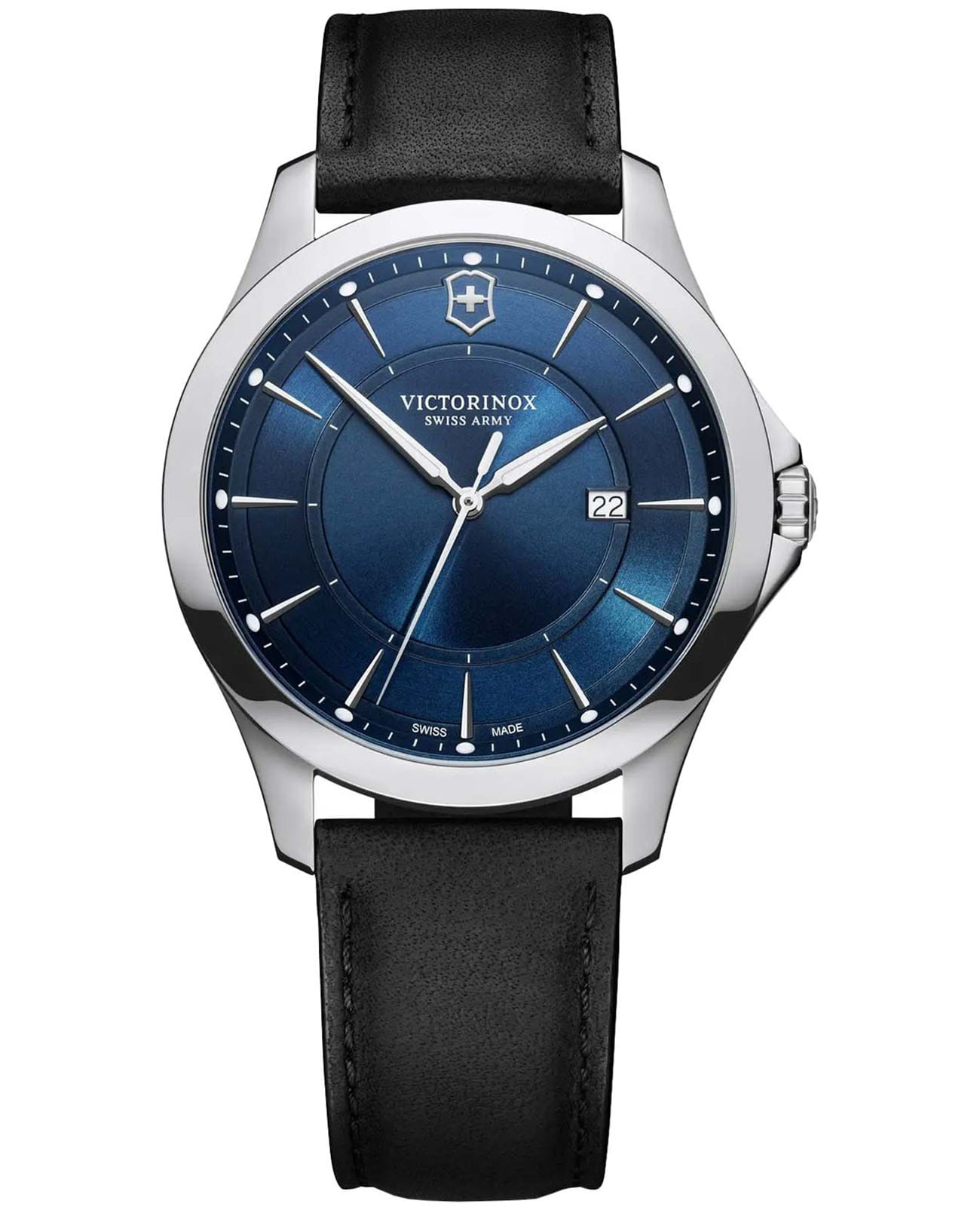 Victorinox Victorinox ALLIANCE 241906  241906 кварцевые мужские часы синий циферблат, браслет кожаный — вид спереди