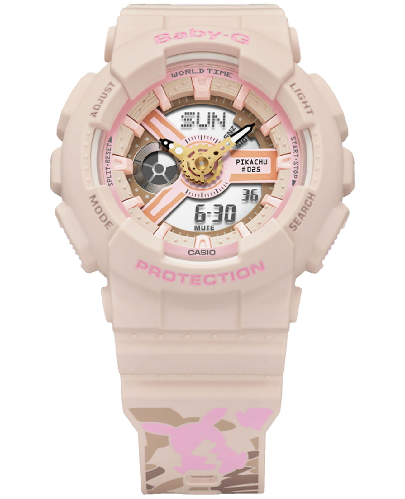 Casio Casio Baby-G BA-110PKC-4A  BA-110PKC-4AER кварцевые женские часы розовый циферблат, браслет пластик — вид спереди