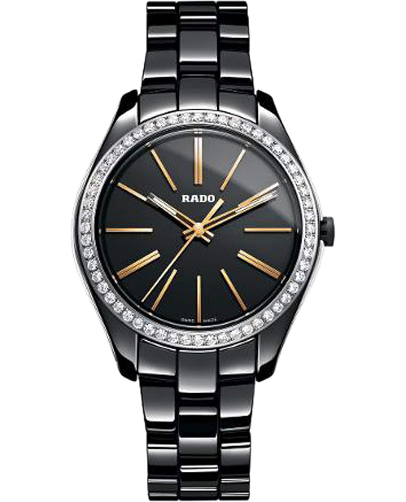 Rado Rado Hyperchrome R32312162  R32312162 кварцевые женские часы черный циферблат, браслет высокотехнологичная керамика — вид спереди