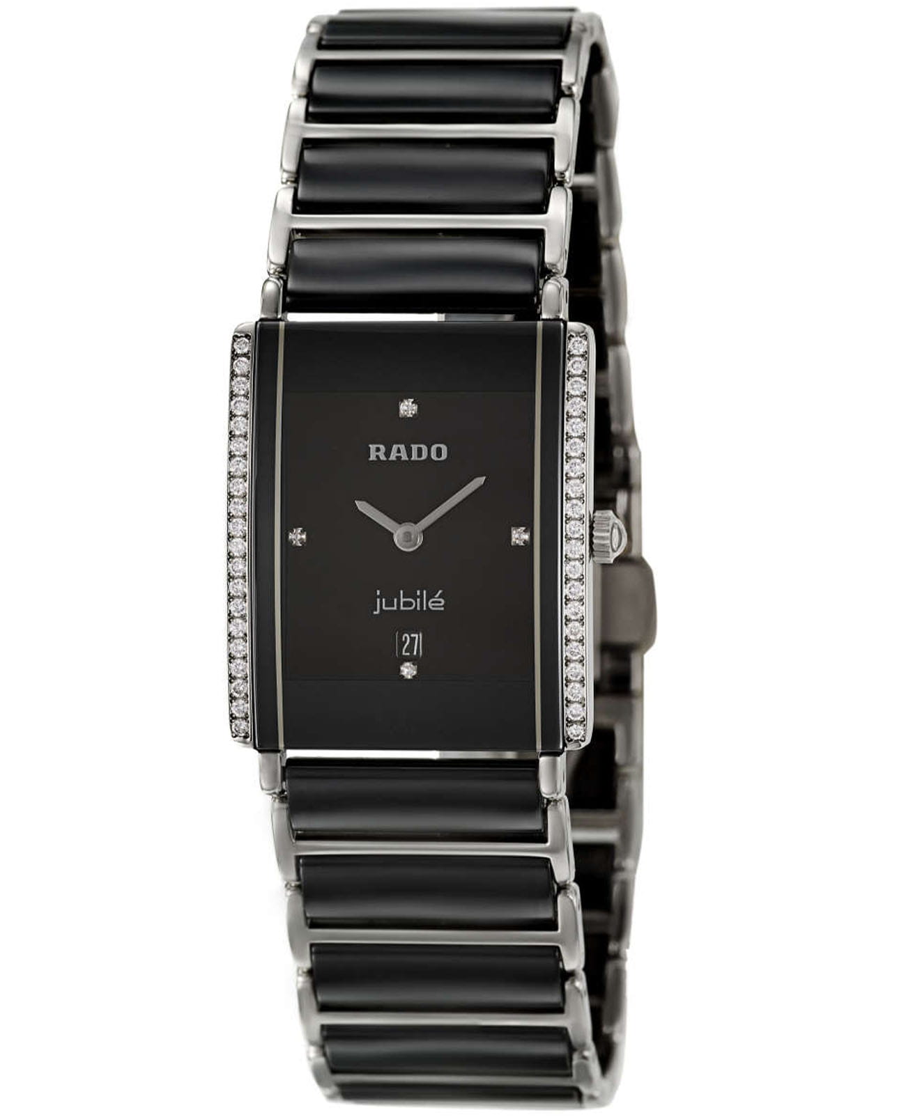 Rado Rado Integral R20429712  R20429712 кварцевые женские часы черный циферблат, браслет сталь + высокотехнологичная керамика — вид спереди
