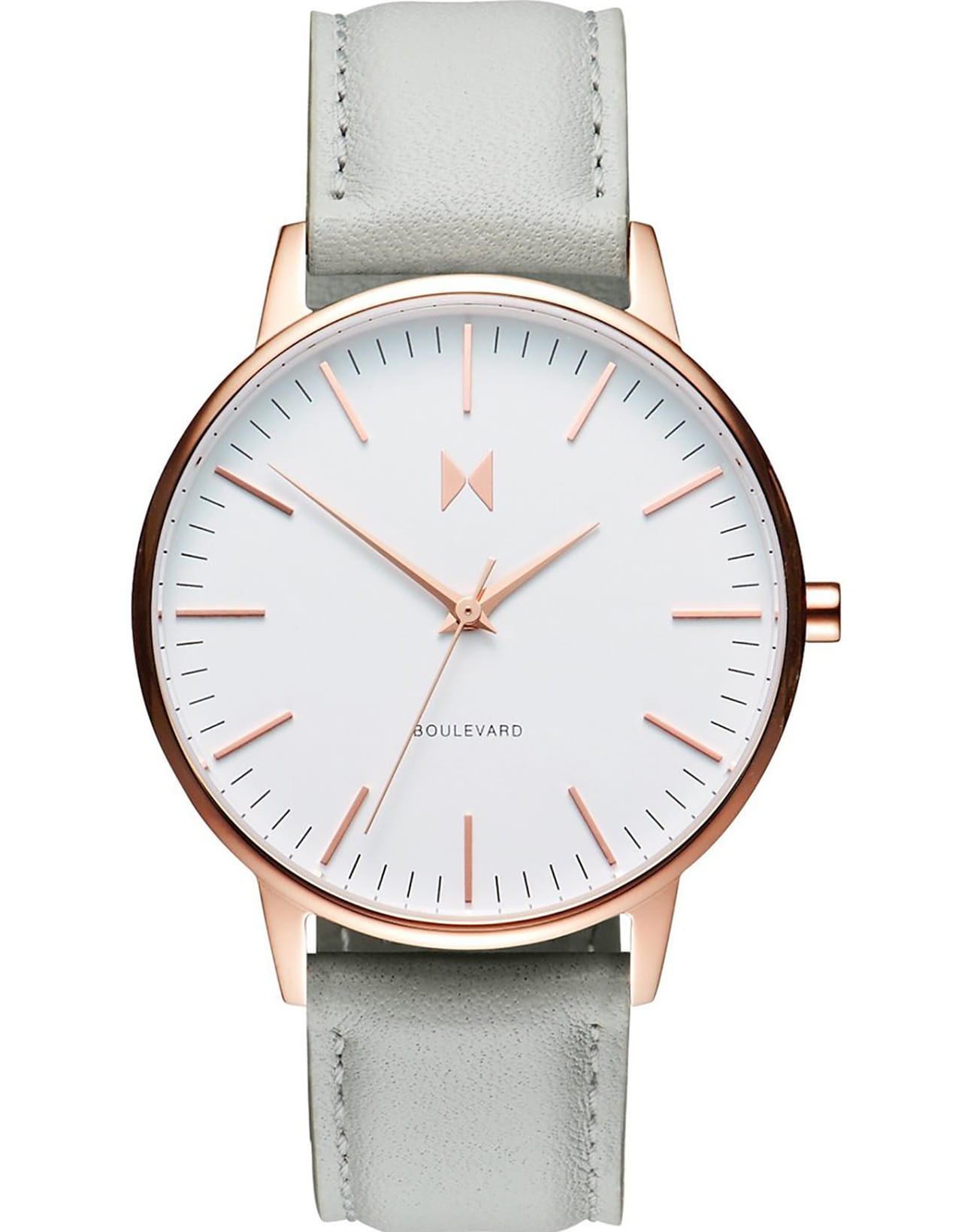 MVMT MVMT Boulevard D-MB01-RGGR  D-MB01-RGGR кварцевые женские часы белый циферблат, браслет кожаный — вид спереди