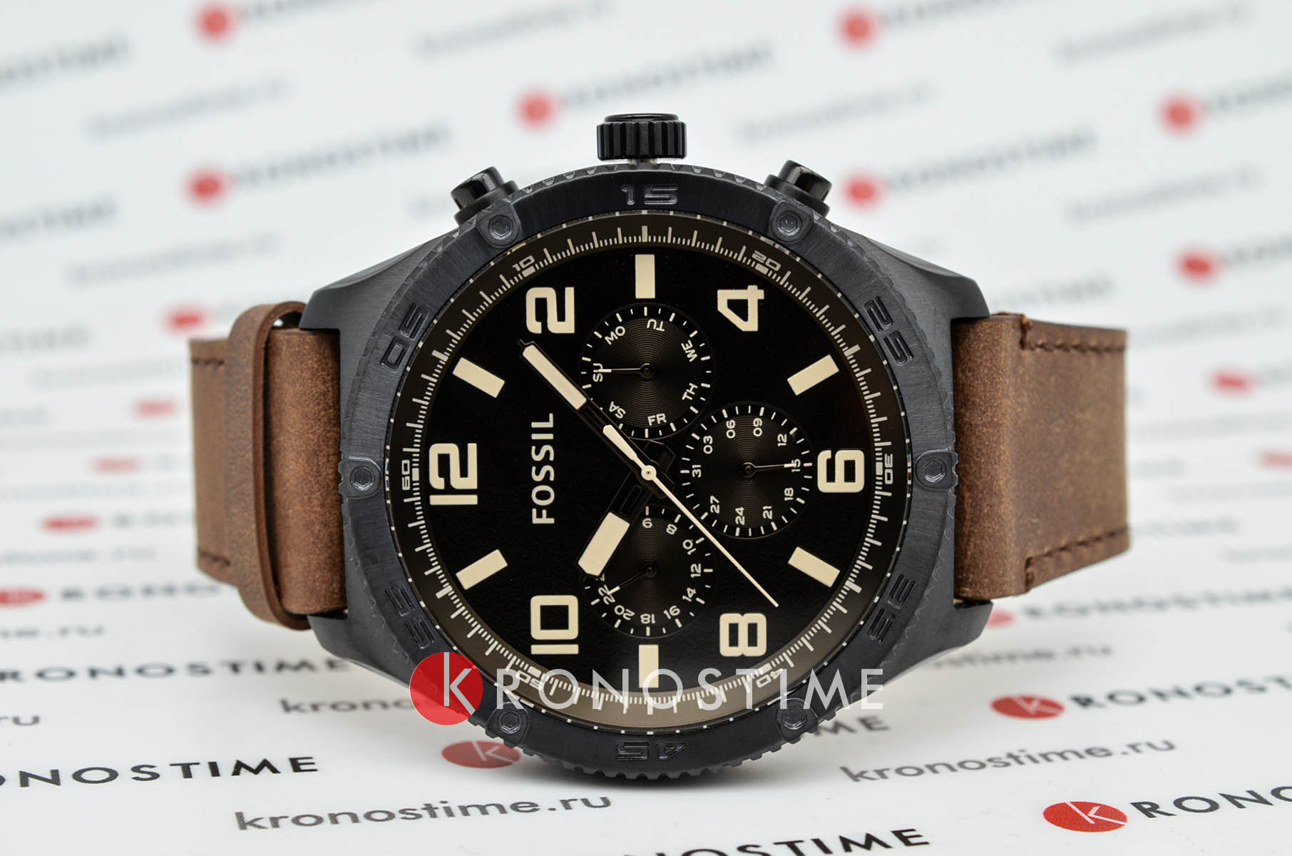 Fossil Fossil Brox BQ2802 мужские часы коричневый циферблат на запястье