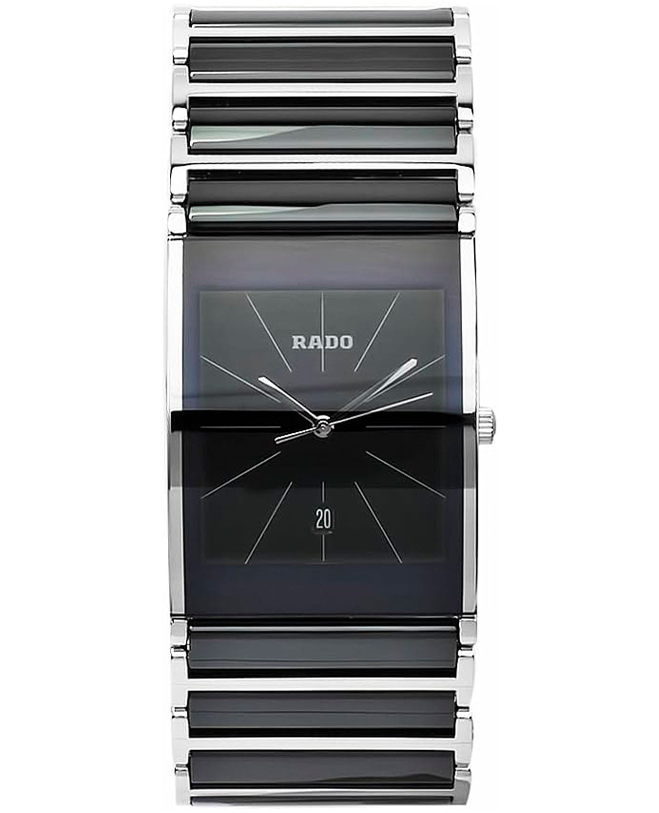 Rado Rado Integral R20861152  R20861152 кварцевые мужские часы черный циферблат, браслет сталь + ceramos™ — вид спереди