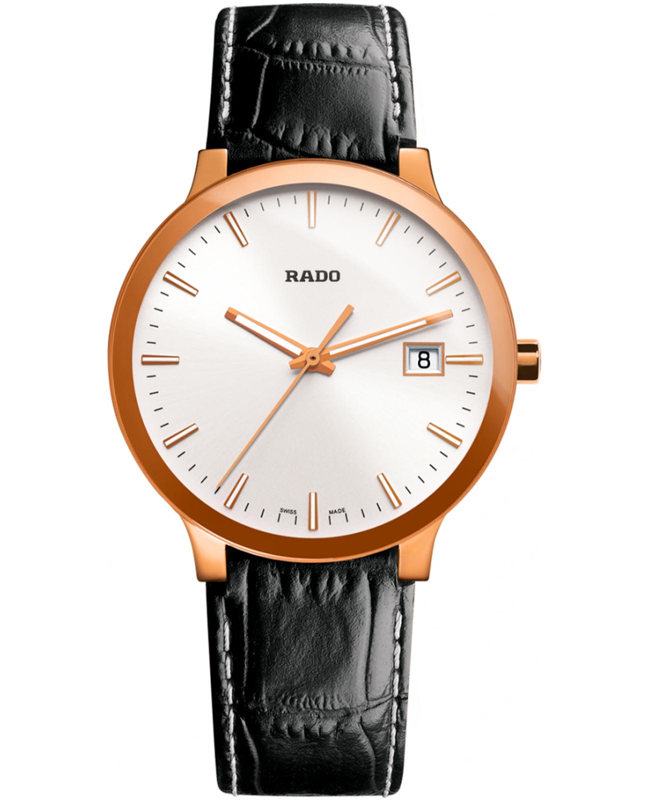 Rado Rado Centrix R30554105  R30554105 кварцевые мужские часы белый циферблат, браслет кожаный — вид спереди