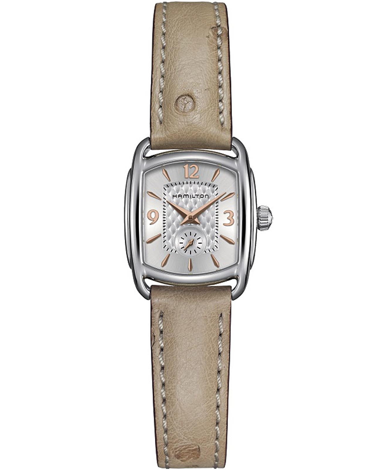 Hamilton Hamilton American Classics Bagley H12351855  H12351855 кварцевые женские часы серебристый циферблат, браслет кожаный — вид спереди