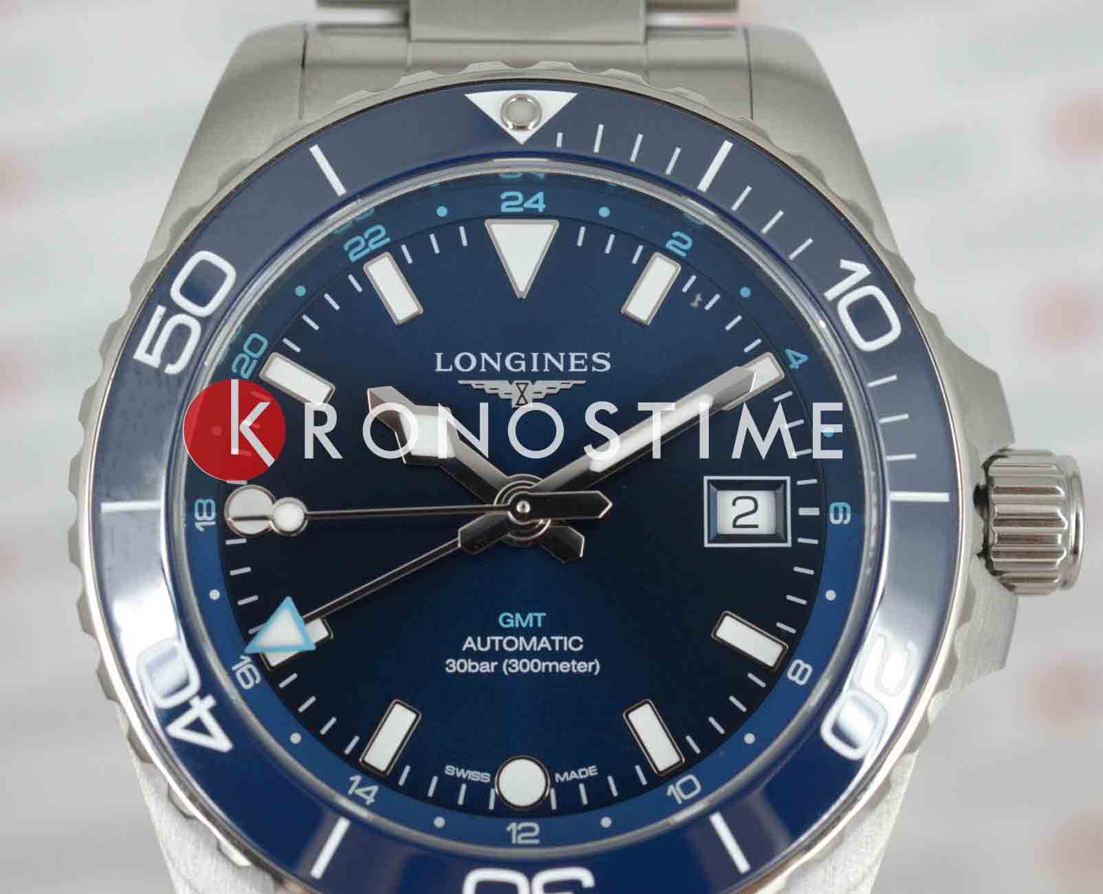 Longines Longines HydroConquest L3.790.4.96.6 мужские часы синий циферблат на запястье