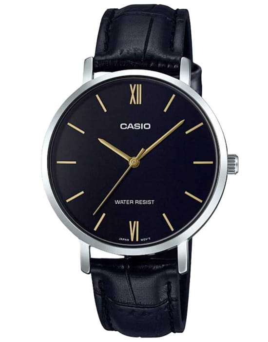 Casio Casio Collection LTP-VT01L-1B  LTP-VT01L-1B кварцевые женские часы черный циферблат, браслет кожаный — вид спереди
