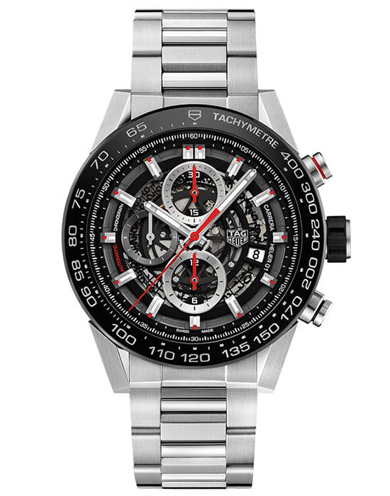 TAG Heuer TAG Heuer Carrera CAR2A1W.BA0703  CAR2A1W.BA0703 механические мужские часы черный циферблат, браслет нержавеющая сталь — вид спереди