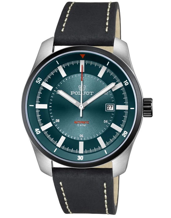 Полет Полет Эльбрус 8215.291233  8215.291233 механические мужские часы черный циферблат, браслет кожаный — вид спереди