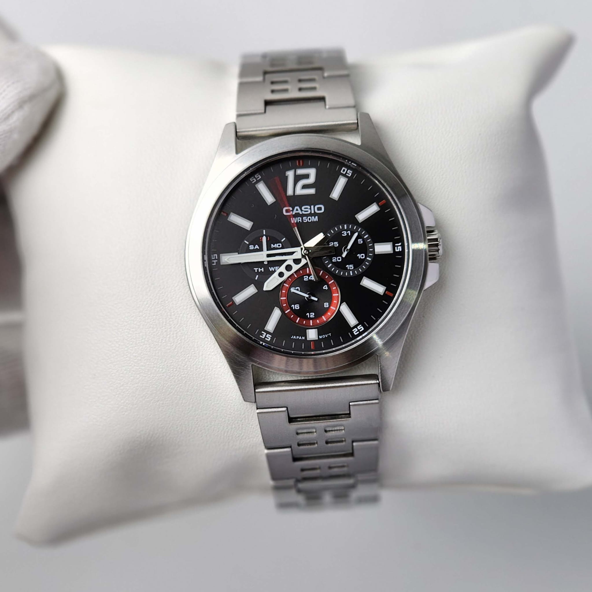 Casio Casio Collection MTP-E350D-1B кварцевые мужские часы часы крупный план черный циферблата