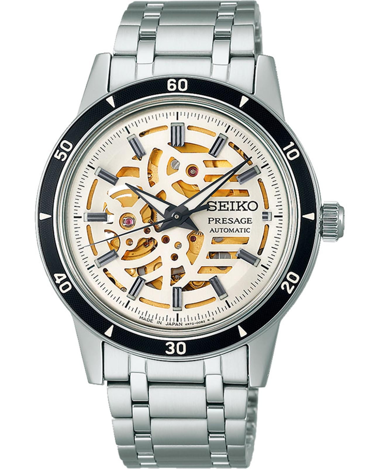 Seiko Seiko Presage SARY255  SARY255 механические мужские часы белый циферблат, браслет нержавеющая сталь — вид спереди