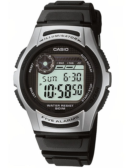 Casio Casio Collection W-213-1A  W-213-1A кварцевые мужские часы серый циферблат, браслет пластик — вид спереди