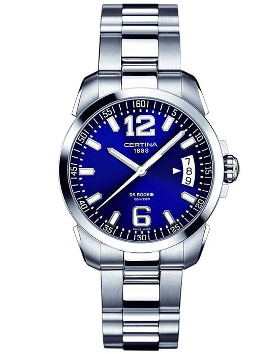 Certina Certina DS Rookie C016.410.11.047.00  C0164101104700 кварцевые мужские часы синий циферблат, браслет нержавеющая сталь — вид спереди