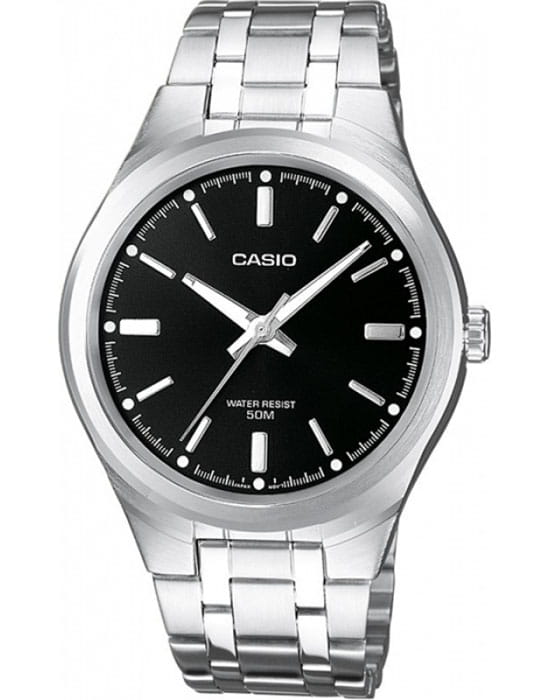 Casio Casio MTP-1310PD-1A  MTP-1310PD-1A кварцевые мужские часы черный циферблат, браслет нержавеющая сталь — вид спереди
