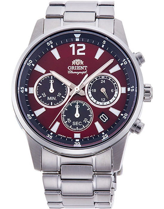 Orient Orient RA-KV0004R1 (RN-KV0004R)  RA-KV0004R кварцевые мужские часы красный циферблат, браслет нержавеющая сталь — вид спереди