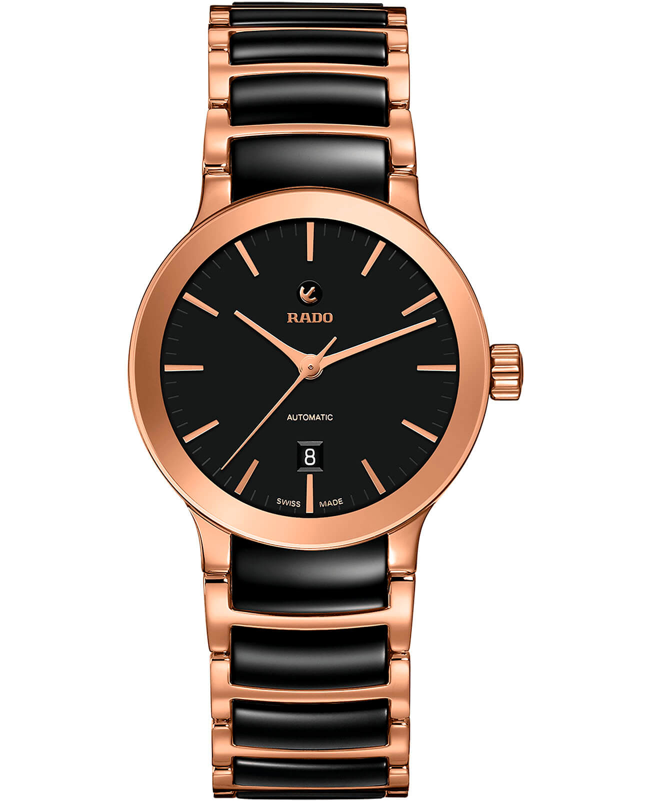 Rado Rado Centrix Automatic R30183172 Automatic R30183172 механические женские часы черный циферблат, браслет сталь + pvd + керамика — вид спереди