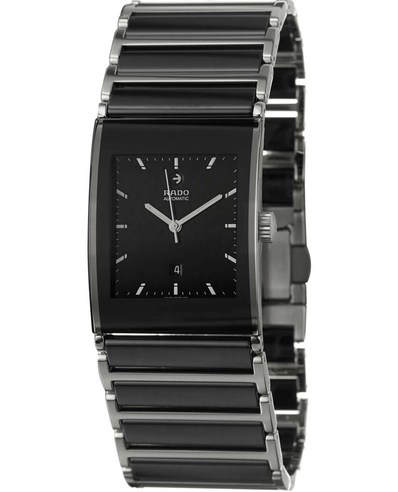Rado Rado Integral R20853152  R20853152 кварцевые мужские часы черный циферблат, браслет сталь + высокотехнологичная керамика — вид спереди