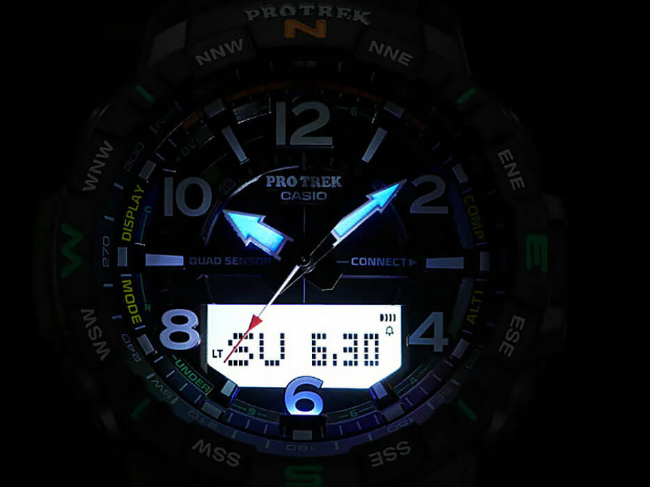 Casio Casio Pro Trek PRT-B50-1DR (PRT-B50-1) кварцевые мужские часы часы крупный план черный циферблата