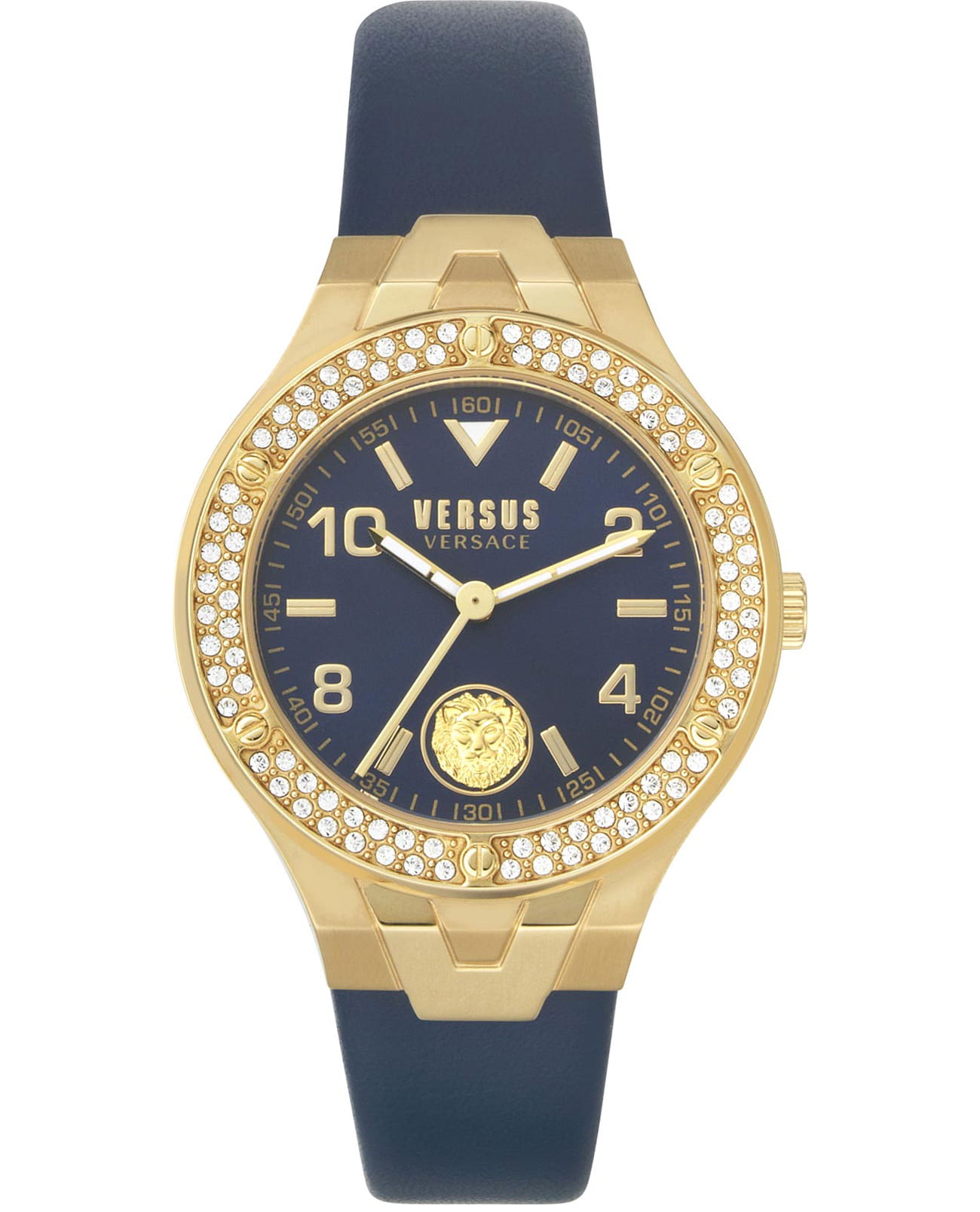 Versus Versace VSPVO0220  VSPVO0220 кварцевые женские часы синий циферблат, браслет кожаный — вид спереди