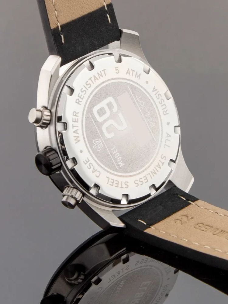 Полет Полет Эльбрус 8215.291232, эльбрус россия мужские часы на браслете кожаный боковой вид