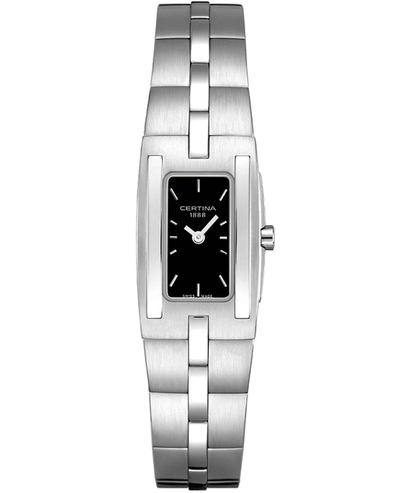 Certina Certina DS Mini Donna C002.109.11.051.00  C0021091105100 кварцевые женские часы черный циферблат, браслет нержавеющая сталь — вид спереди