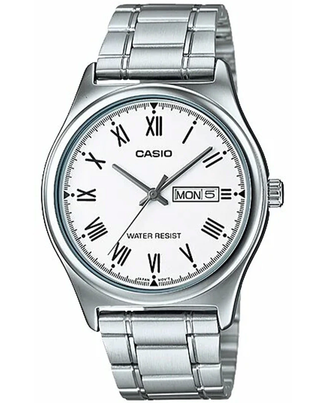 Casio Casio Collection MTP-V006D-7BUDF (MTP-V006D-7B)  MTP-V006D-7B кварцевые мужские часы белый циферблат, браслет нержавеющая сталь — вид спереди