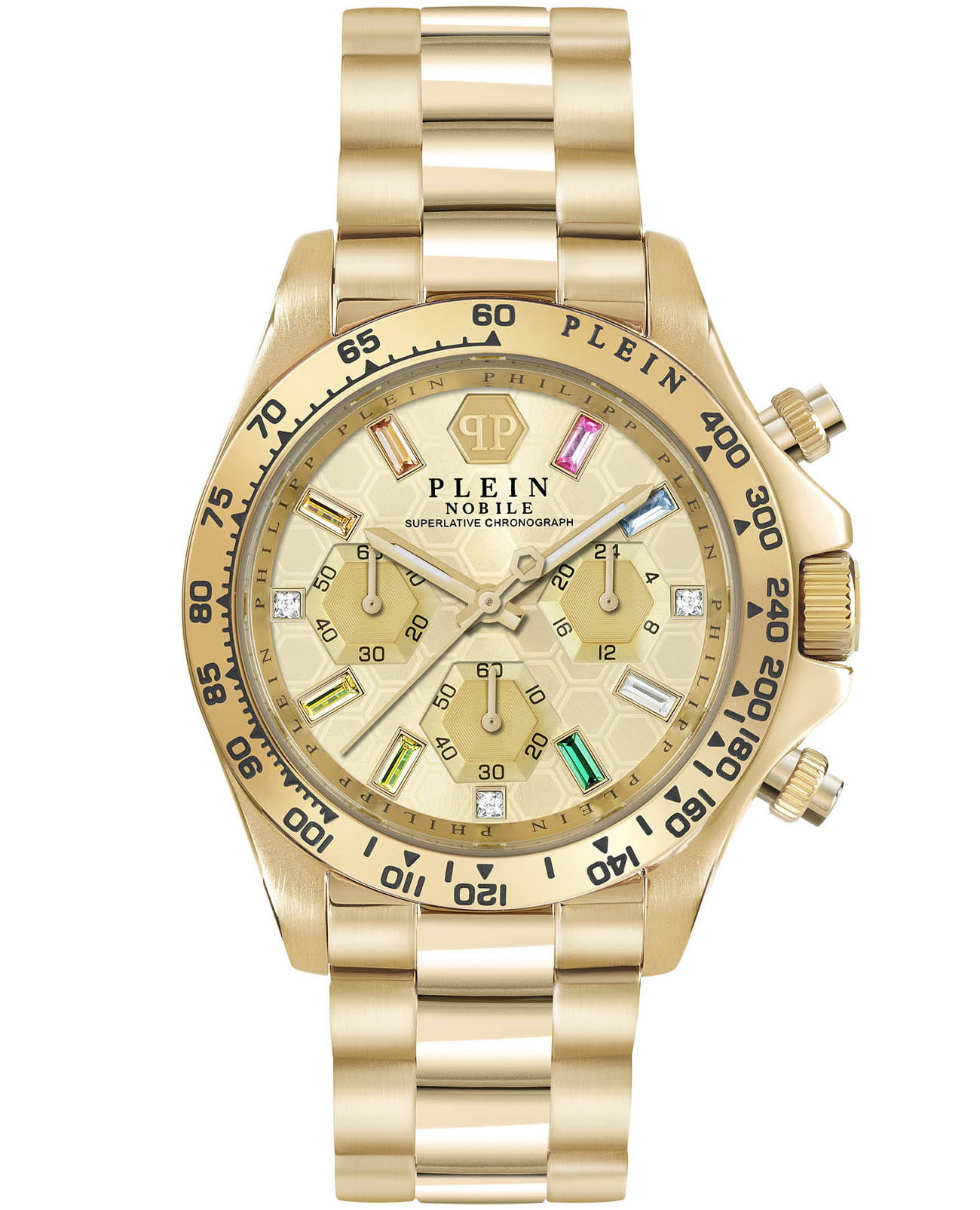 Philipp Plein Philipp Plein Nobile Lady PWSBA0223  PWSBA0223 кварцевые женские часы золотой циферблат, браслет нержавеющая сталь с ip-покрытием — вид спереди
