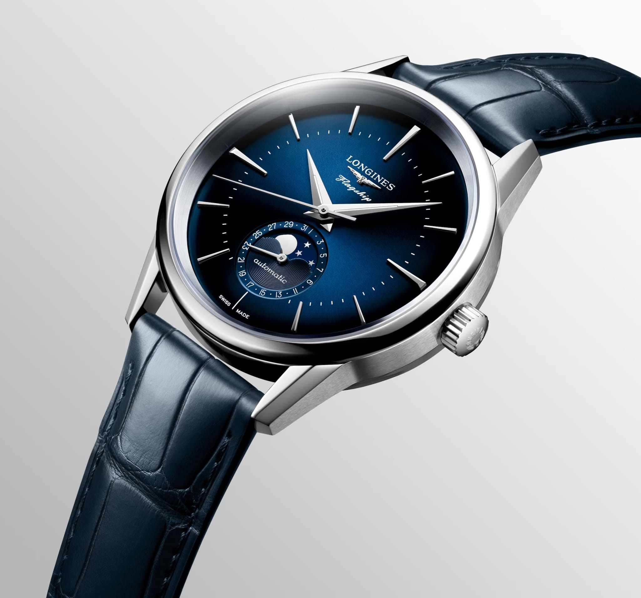 Longines Longines Flagship Heritage L4.815.4.92.2 мужские часы синий циферблат на запястье